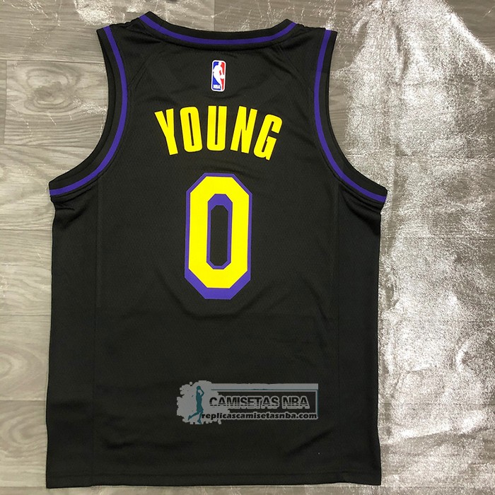 Camiseta Los Angeles Lakers Nick Young NO 0 Ciudad 2019-20 Negro